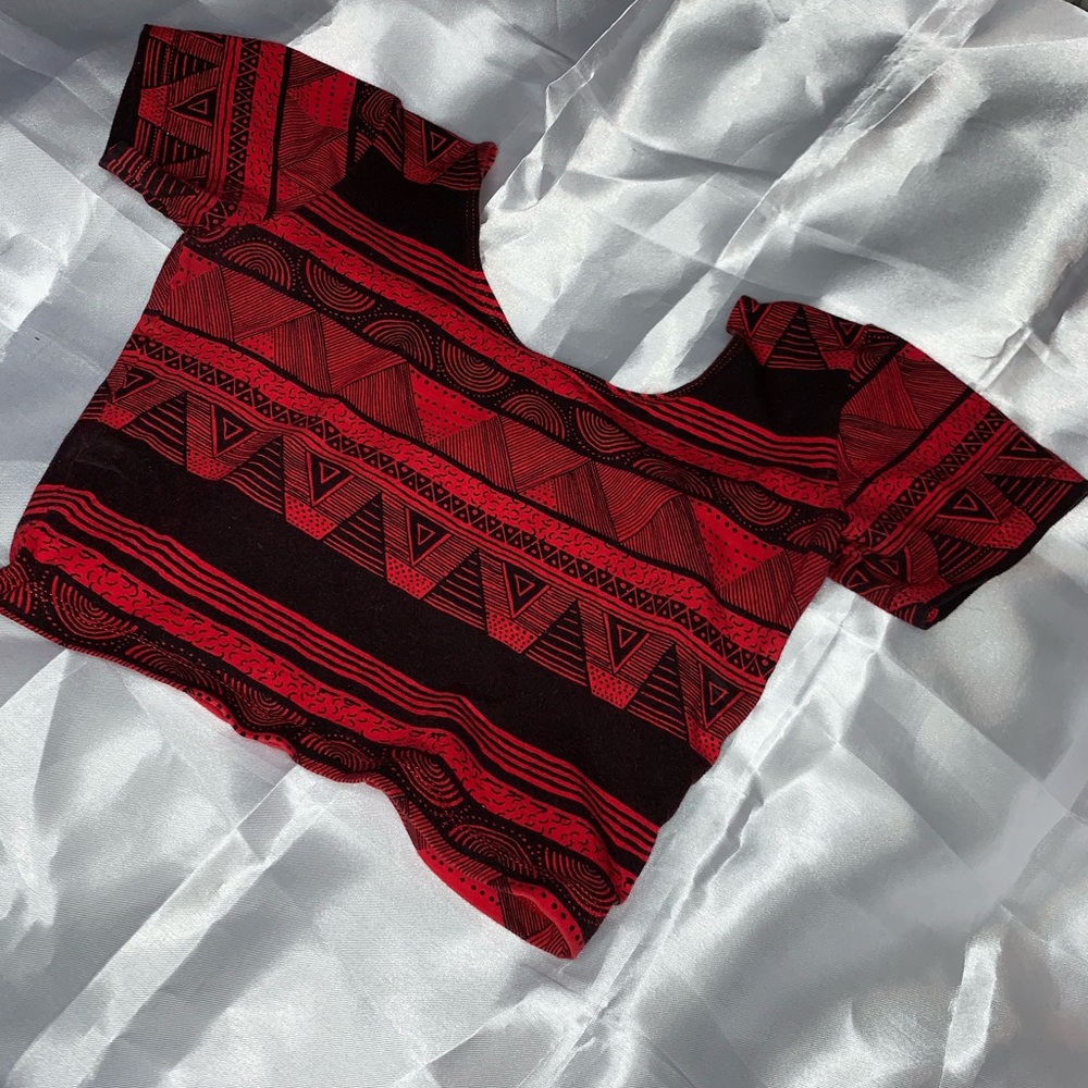 Red and Black American Apparel Tribal Print Top - Picture 4 of 5